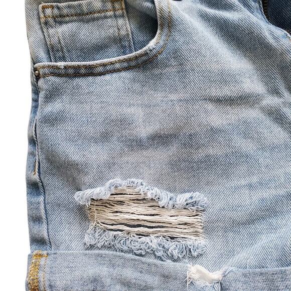 PacSun Light Blue Ripped Denim Mom Shorts Size 26 - Picture 10 of 16